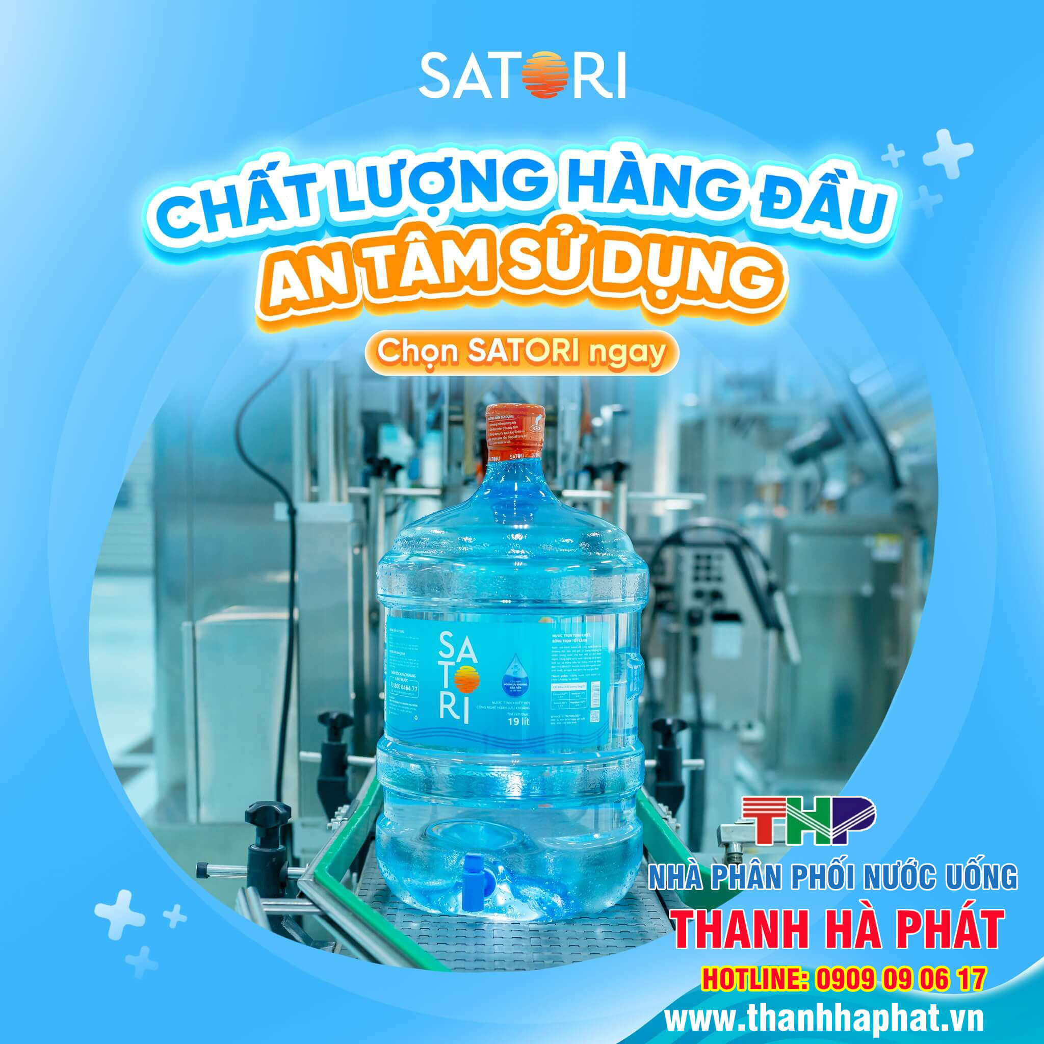 Nước Tinh Khiết Hoàn Lưu Khoáng SATORI bình 19L chính hãng
